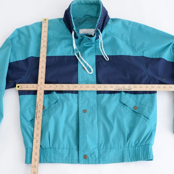 Vintage 80S American Weekend Teal And Blue Zip Up Nautical Lightweight Jacket M - Picture 5 of 15